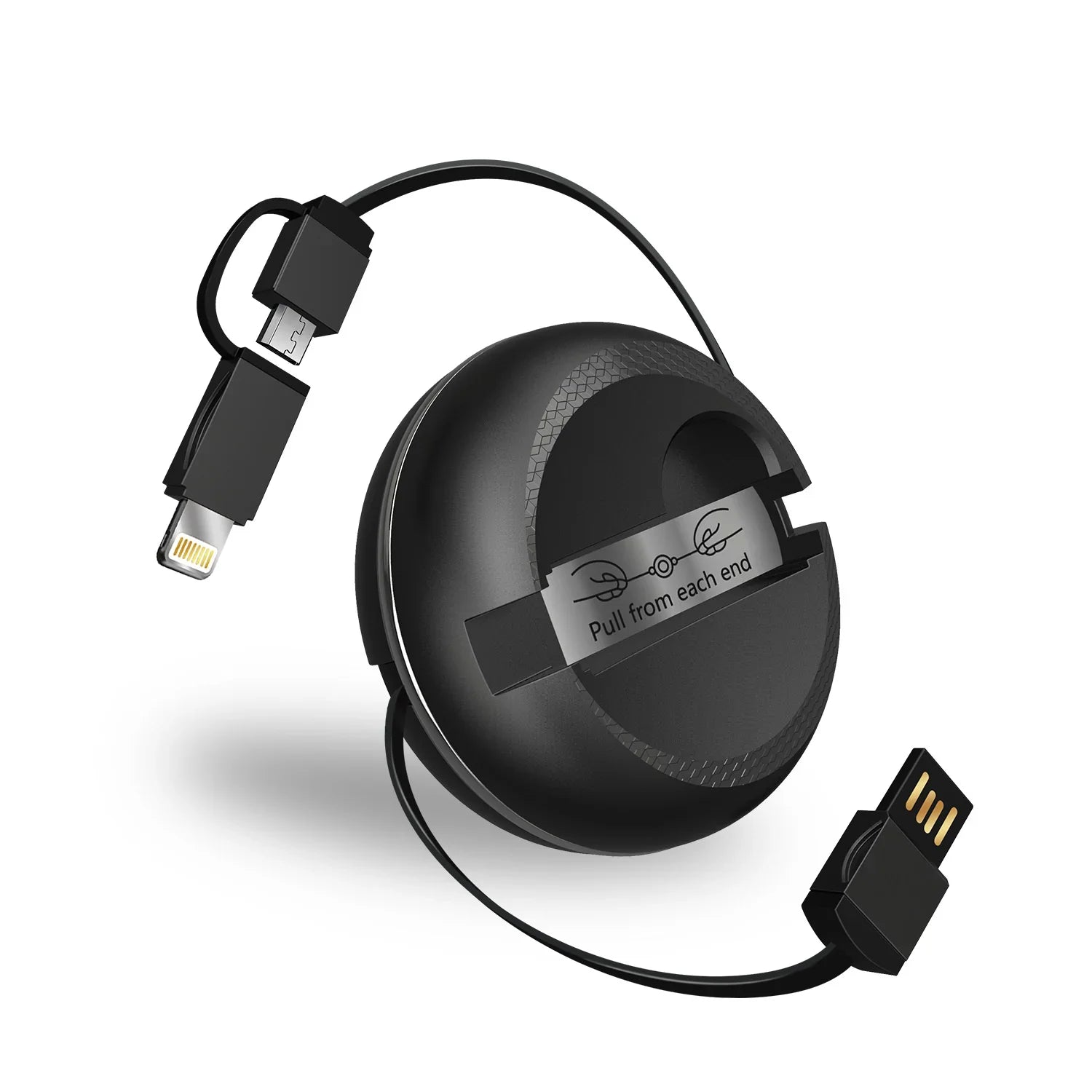 iWalk Retractable 2 In 1 Micro Usb And Lightning Cable - Black - Tashqila iWalk Retractable 2 In 1 Micro Usb And Lightning Cable - Black - Tashqila
